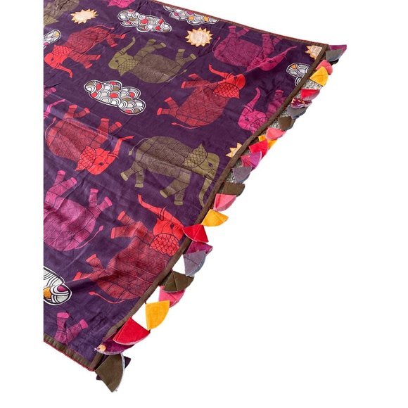 UDD GAJA Dupatta elephant print with tassle 97 x 39 inches - Picture 4 of 8